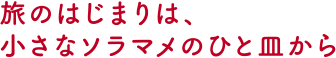 旅のはじまりは、小さなソラマメのひと皿から