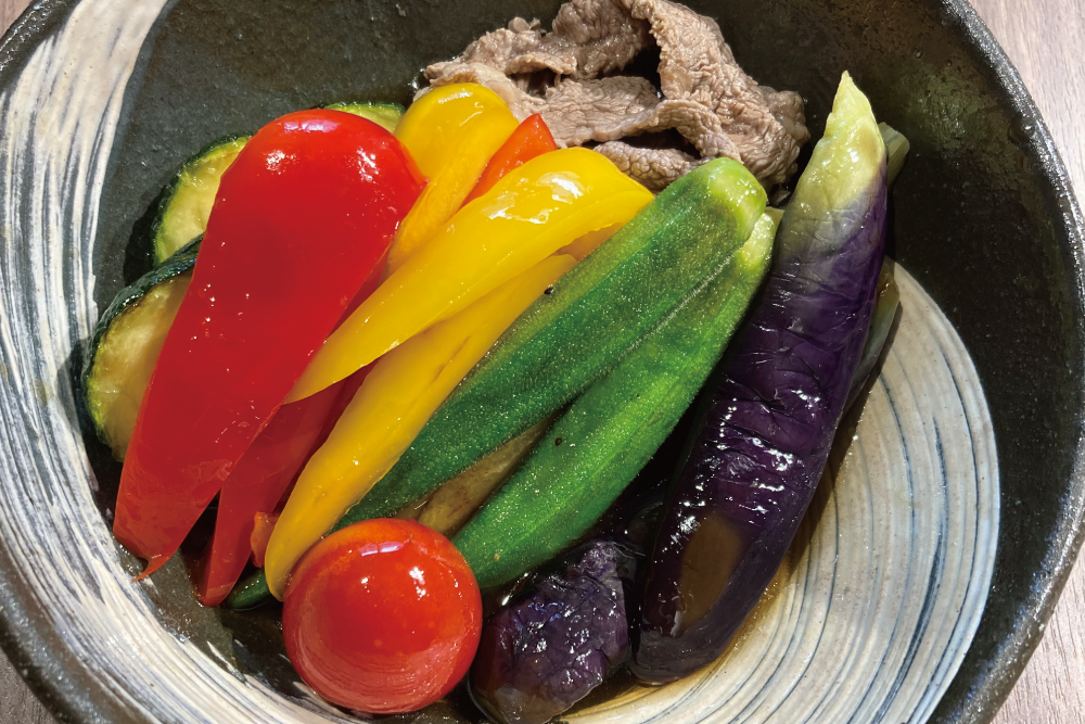 牛肉と夏野菜の揚げびたし