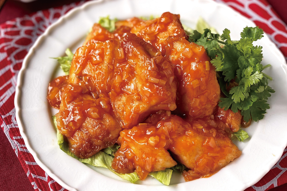 メカジキのチリソース炒め