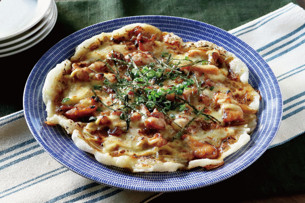 照り焼きチキンの餅ピザ